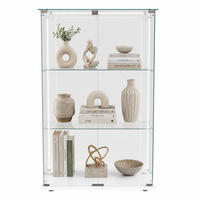 LED-VITRINE, 3-stufig mit Doppeltüren, Weißrahmen - Weiß, Glas (78.5/123.3/35cm) - Joyfair
