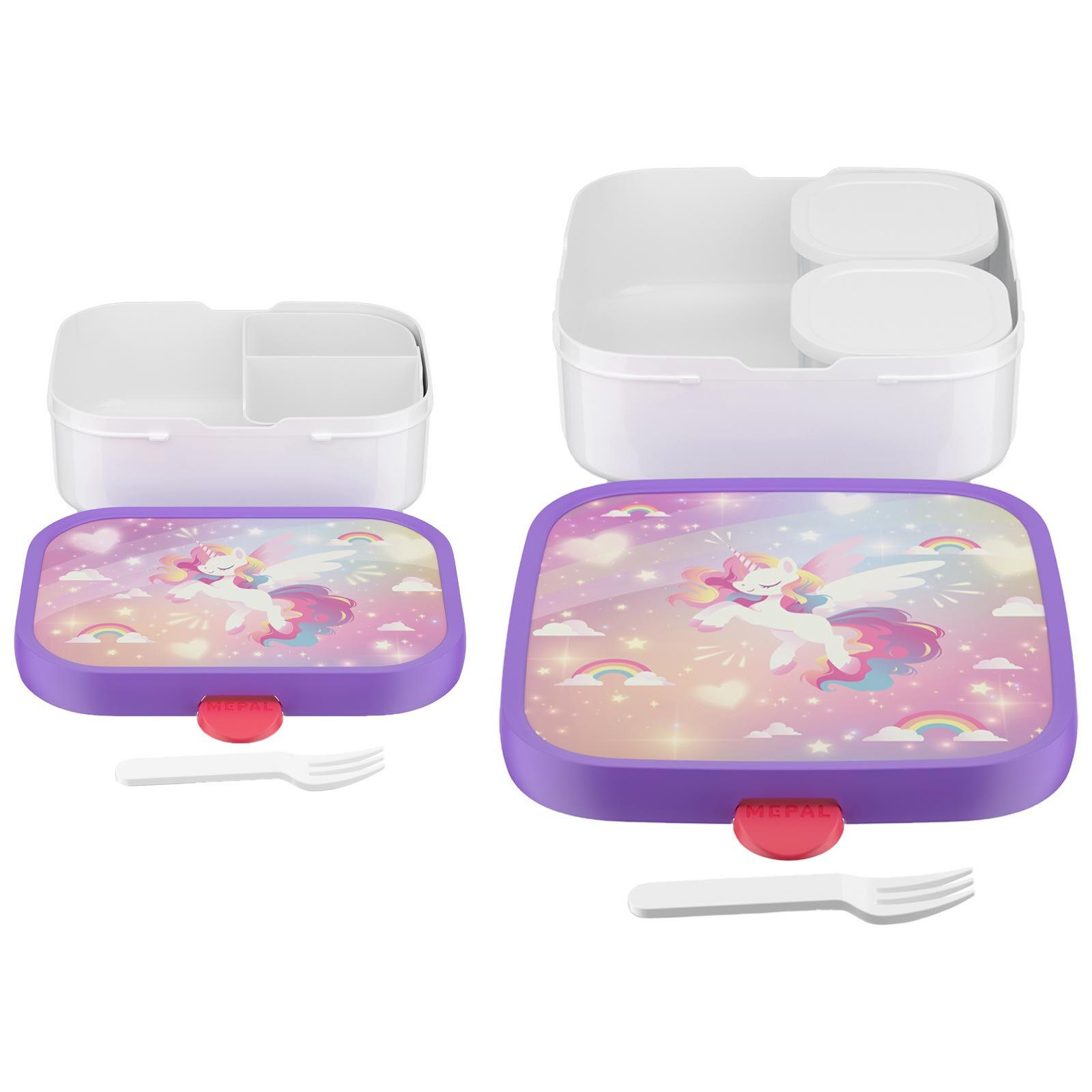 BROTDOSEN-SET Campus (2025) Unicorn Glow 2er Set - Violett/Weiß, Kunststoff (1/1/1cm) - Mepal