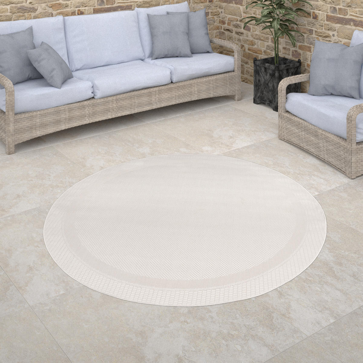 OUTDOORTEPPICH 120/120 cm Roma 272 - Weiß, Textil (120/120cm) - Paco Home