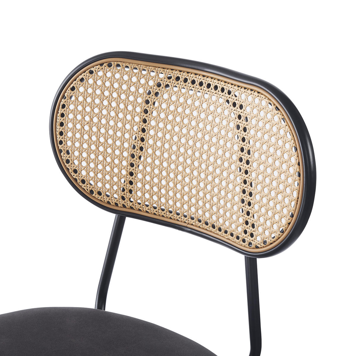 BARHOCKER 2er-Set Rattan Schwarz - Schwarz, Holz (48/108/60cm) - Nordlys
