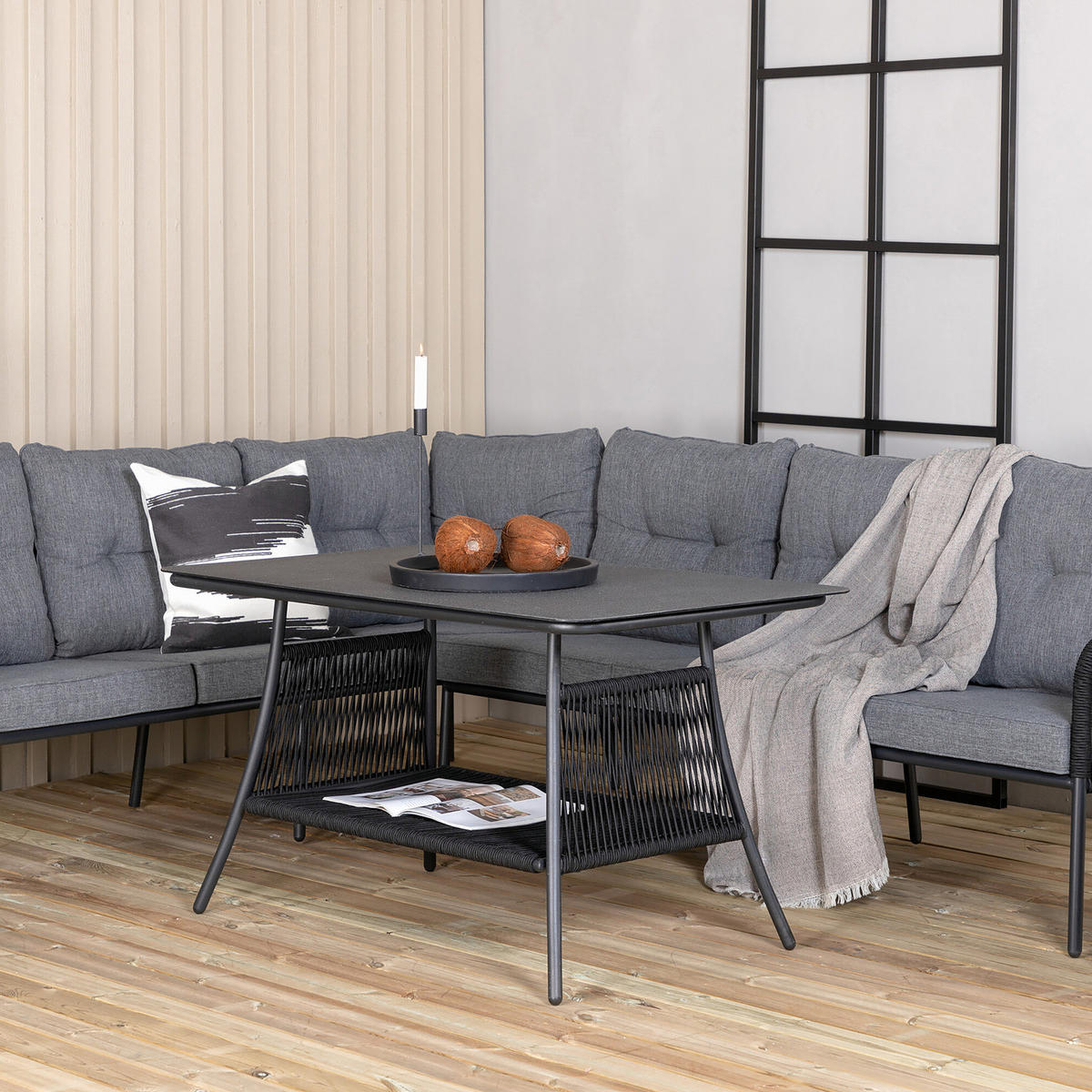 LOUNGEGRUPPE - 2-teilig - Schwarz - Stahl - 193 x 70 x 64 cm - Schwarz, Metall - home24