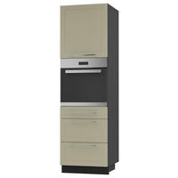 BACKOFEN-HOCHSCHRANK Kvantum D14/RU/3M Vanille Matt / Schwarz Matt 60 / 59 / 207cm - Creme/Schwarz, Holz/Holzwerkstoff (60/207/59cm) - Feldmann-Wohnen