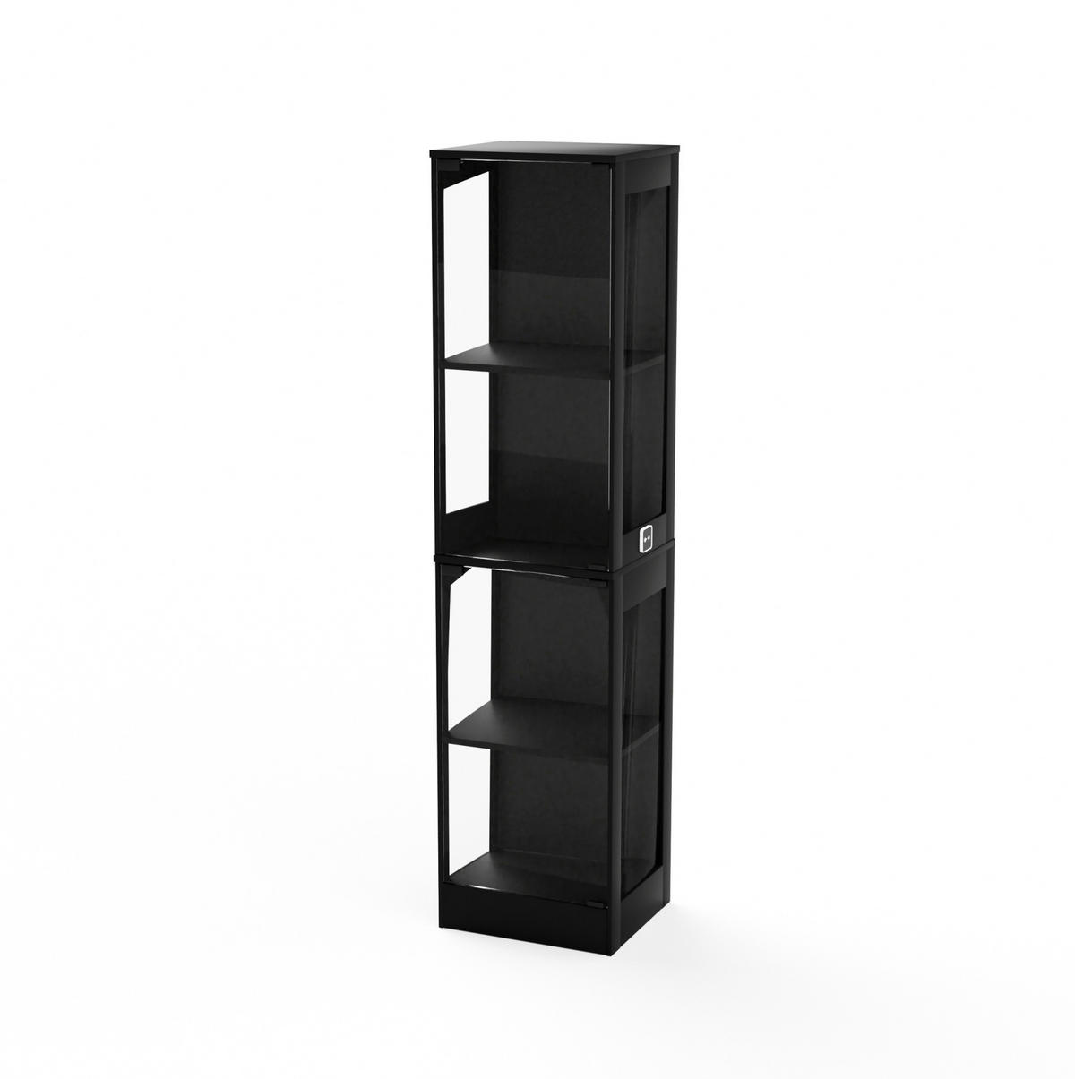 VITRINE 40/35/165 cm in Akaziefarben mit Glastüren und LED-Beleuchtung - Naturfarben, Kunststoff (40/165/35cm) - Flora Grace