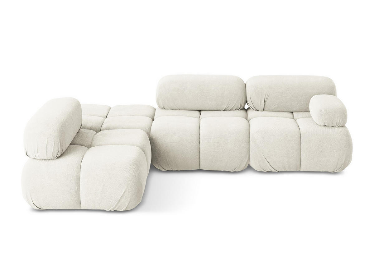 ECKSOFA Links Chenille Stoff Weiß - Pink/Schwarz, Kunststoff/Textil (190/285cm) - Makamii