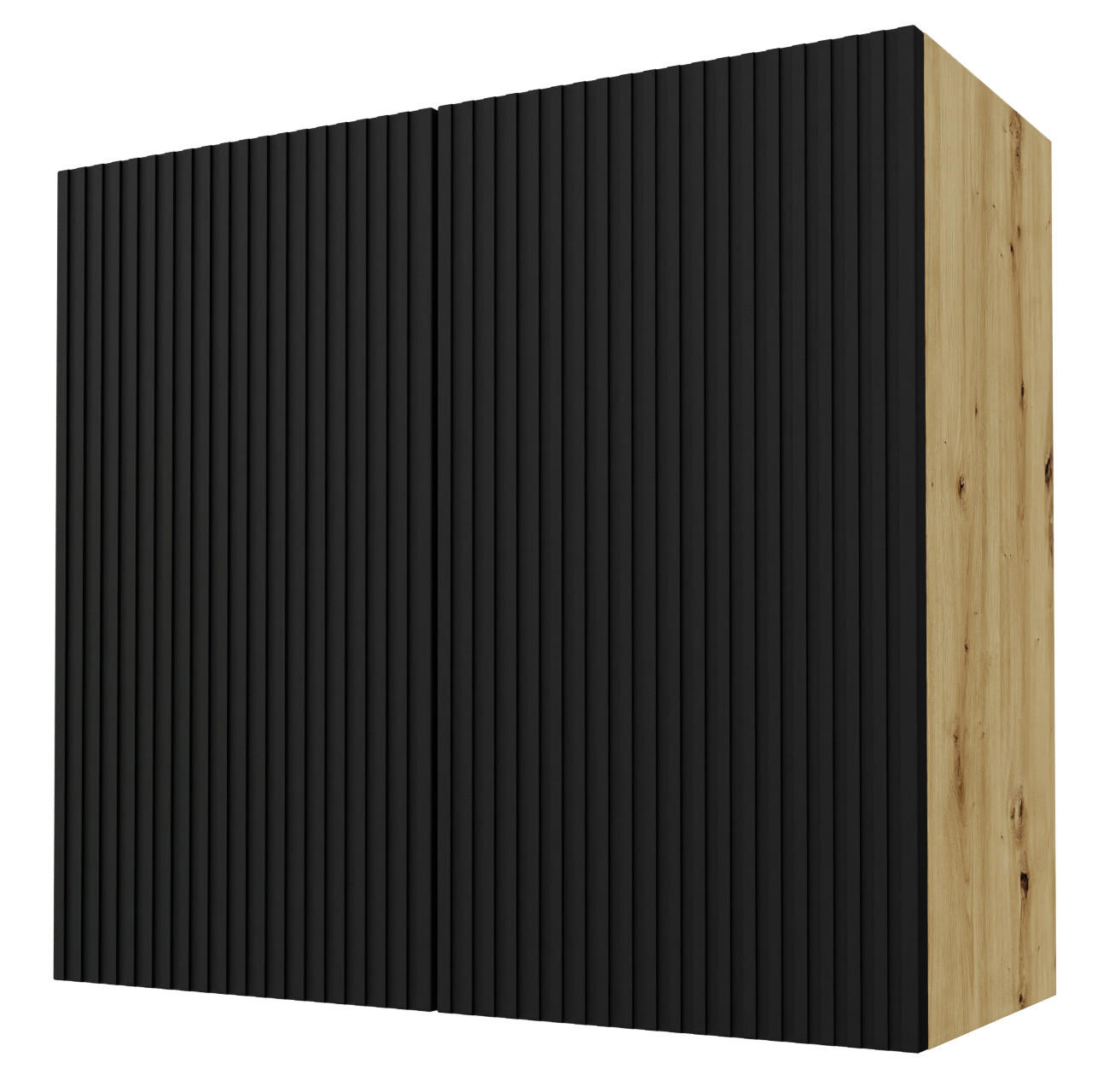 Feldmann-Wohnen Küchenhängeschrank Schwarz, Eiche 60x72x32.5 cm