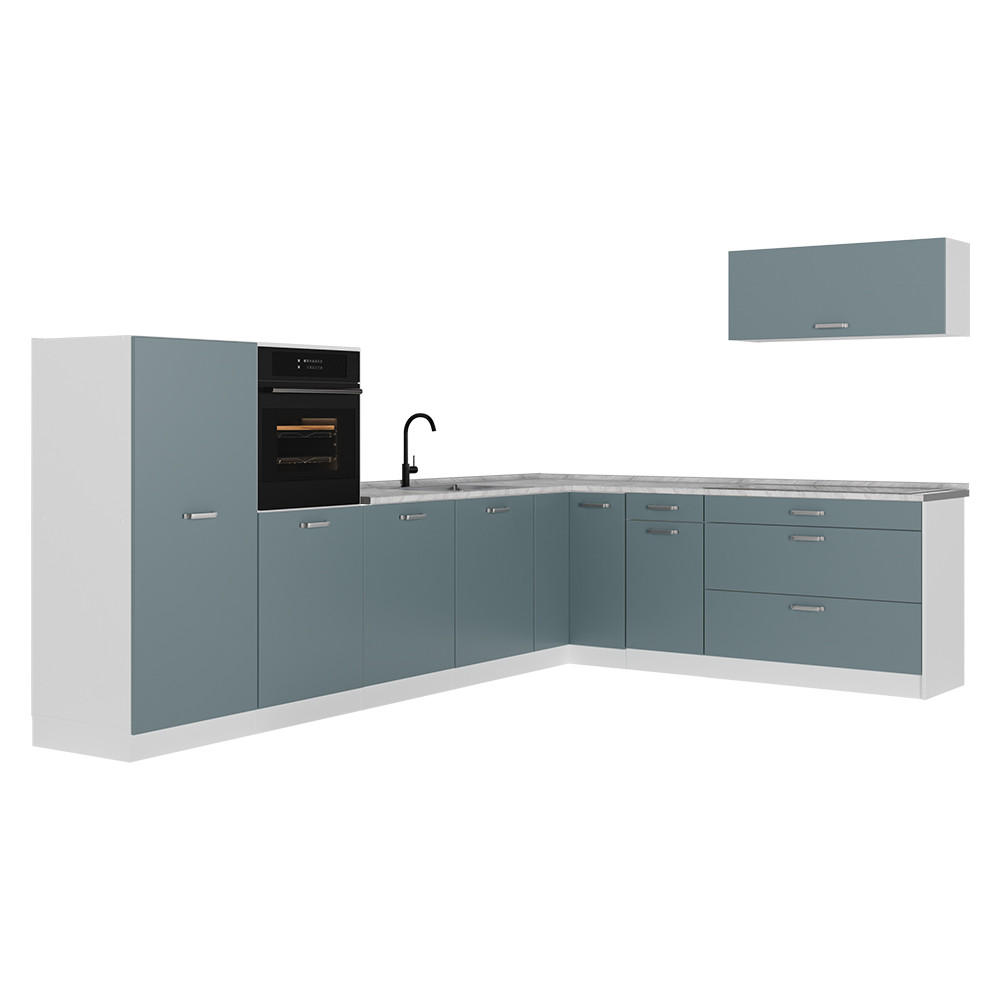 Vicco Eckküche Blaugrau, Weiß 327x143x60 cm