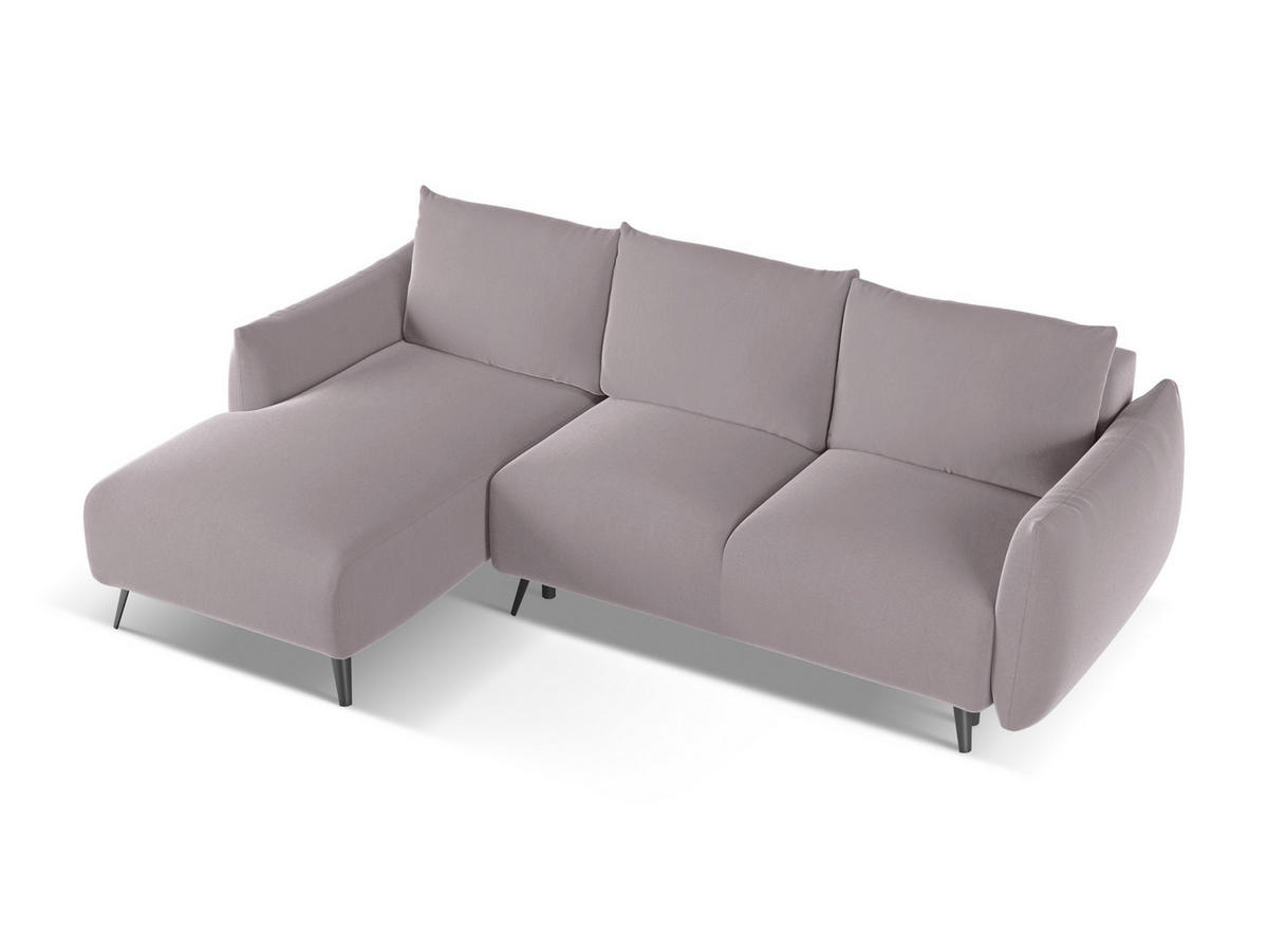 ECKSOFA mit Schlaffunktion Samt Stoff Violett - Lila/Flieder, Textil/Metall (162/242cm) - Makamii