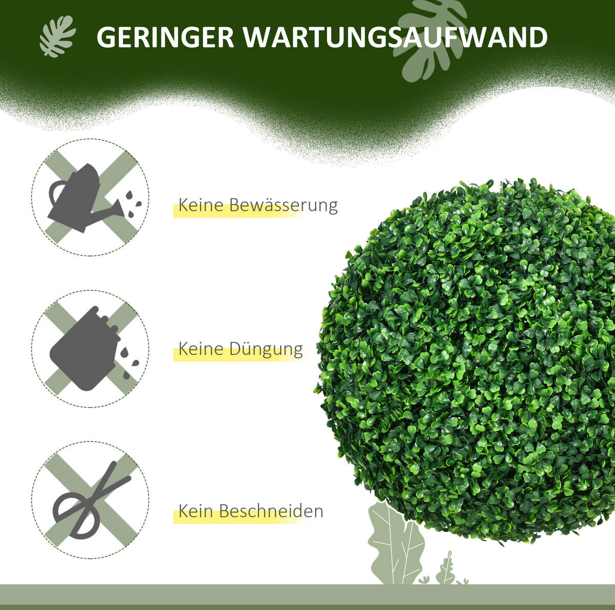 KUNSTPFLANZEN 40/40/40 cm grün aus Kunststoff mit UV-Schutz, 2er-Set - Grün, Kunststoff (40cm) - OKWISH
