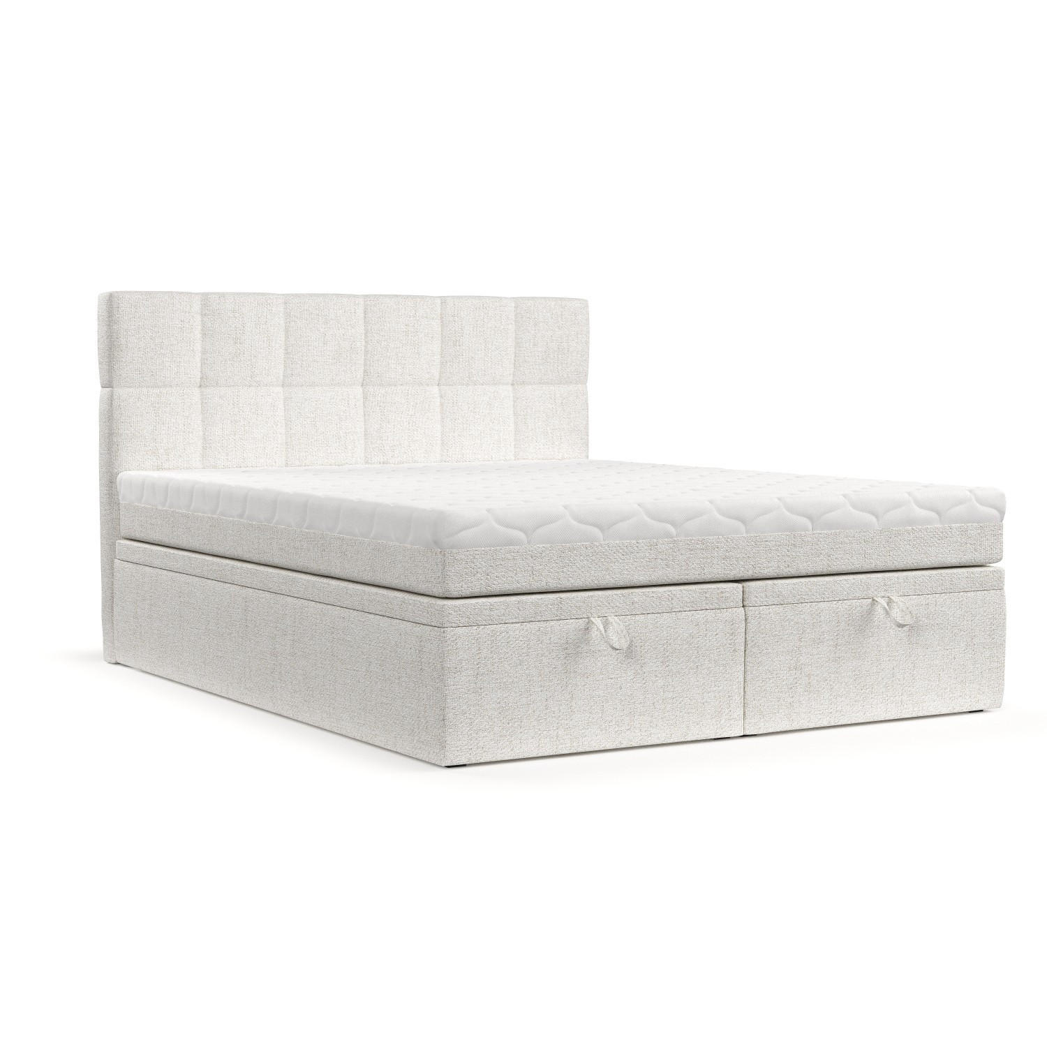 BOXBETT Elano 200/200 cm Creme im Neve Stoff - Creme/Schwarz, Holz/Holzwerkstoff (200/200cm) - AltaBeds