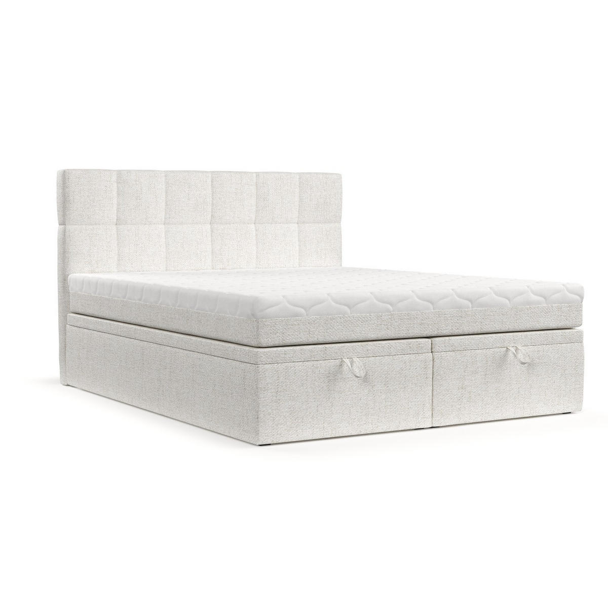 BOXBETT Elano 200/200 cm Creme im Neve Stoff - Creme/Schwarz, Holz/Holzwerkstoff (200/200cm) - AltaBeds