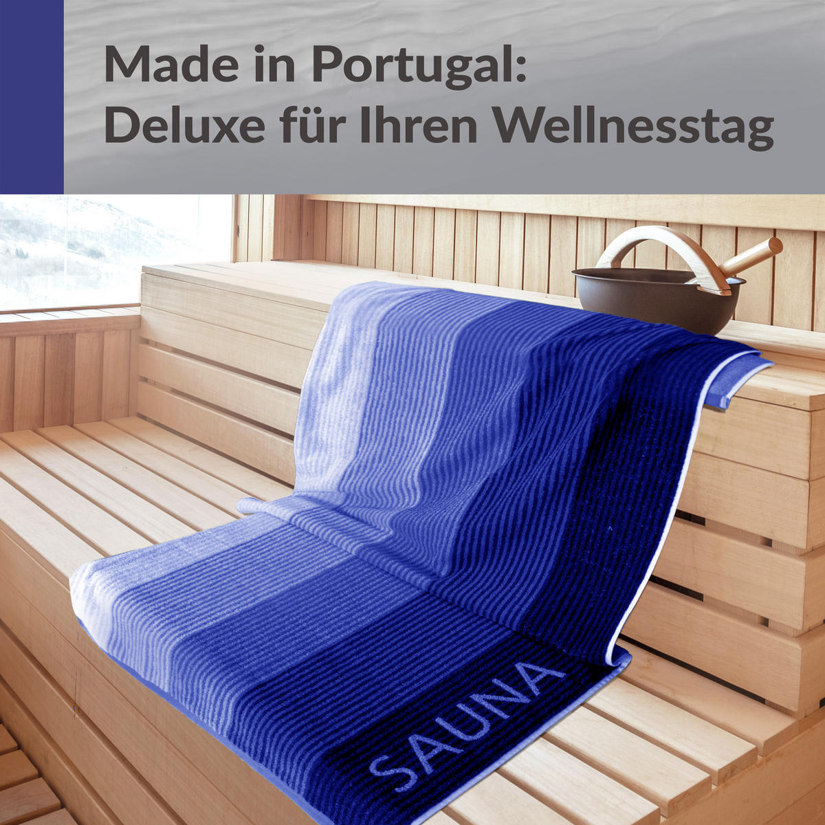SAUNAHANDTUCH Helsinki Hellblau – Blau 85x200 cm - Blau/Hellblau, Naturmaterialien (85/200cm) - Lashuma