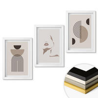 WANDBILDER 3er-Set - 20x30 cm Weißer Rahmen - Abstrakte Formen und Gesicht - Weiß, Kunststoff (20/30cm) - ArtPrintCave