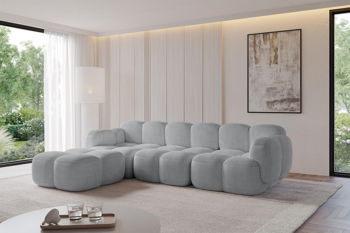 POUF Miko-Puf 90x90x45 cm Grau Cord Modular Sitzhocker - Anthrazit/Schwarz, Holzwerkstoff/Kunststoff (90/43/90cm) - ALTDECOR