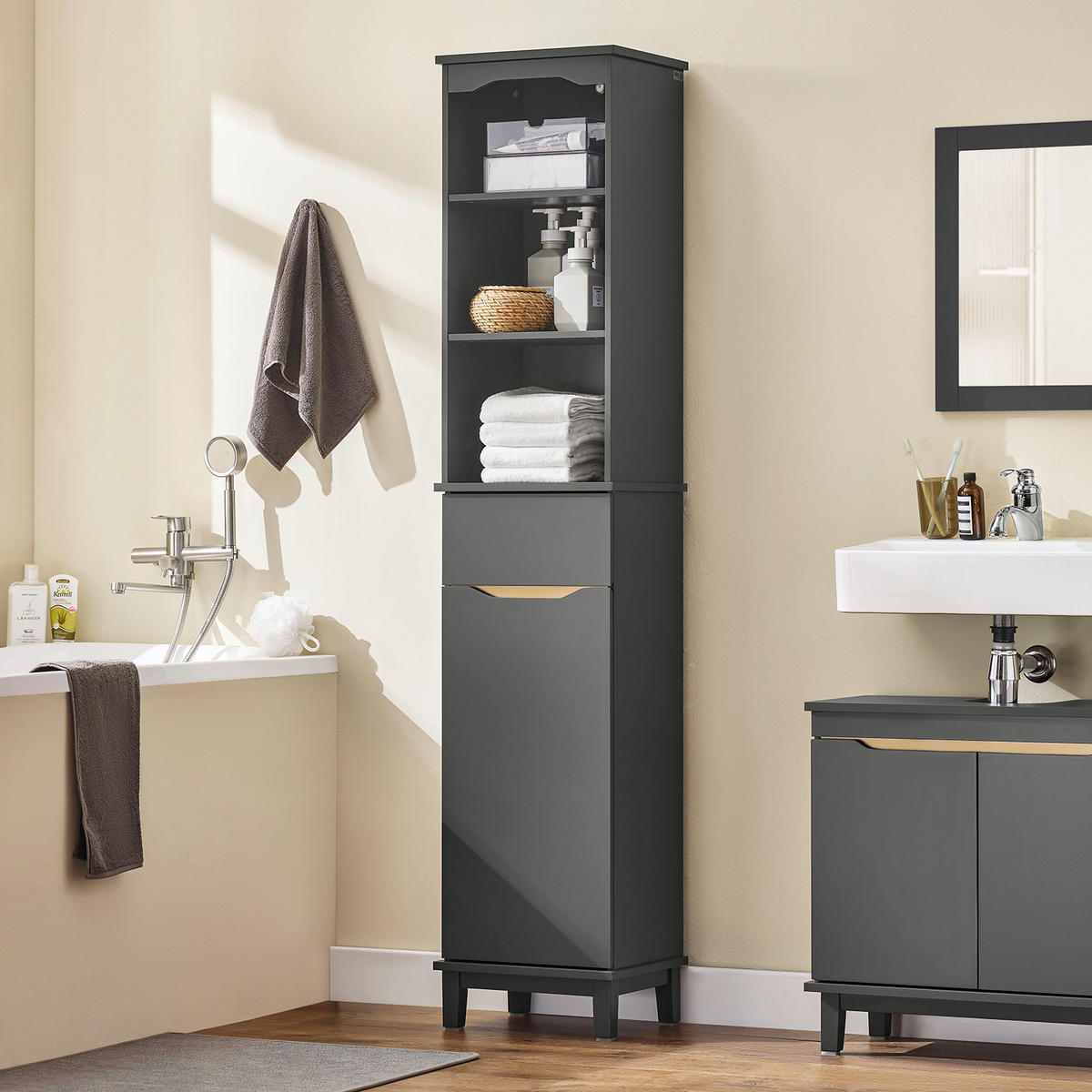 HOCHSCHRANK Grau - Grau, Holz/Holzwerkstoff (30/170/30cm) - SoBuy