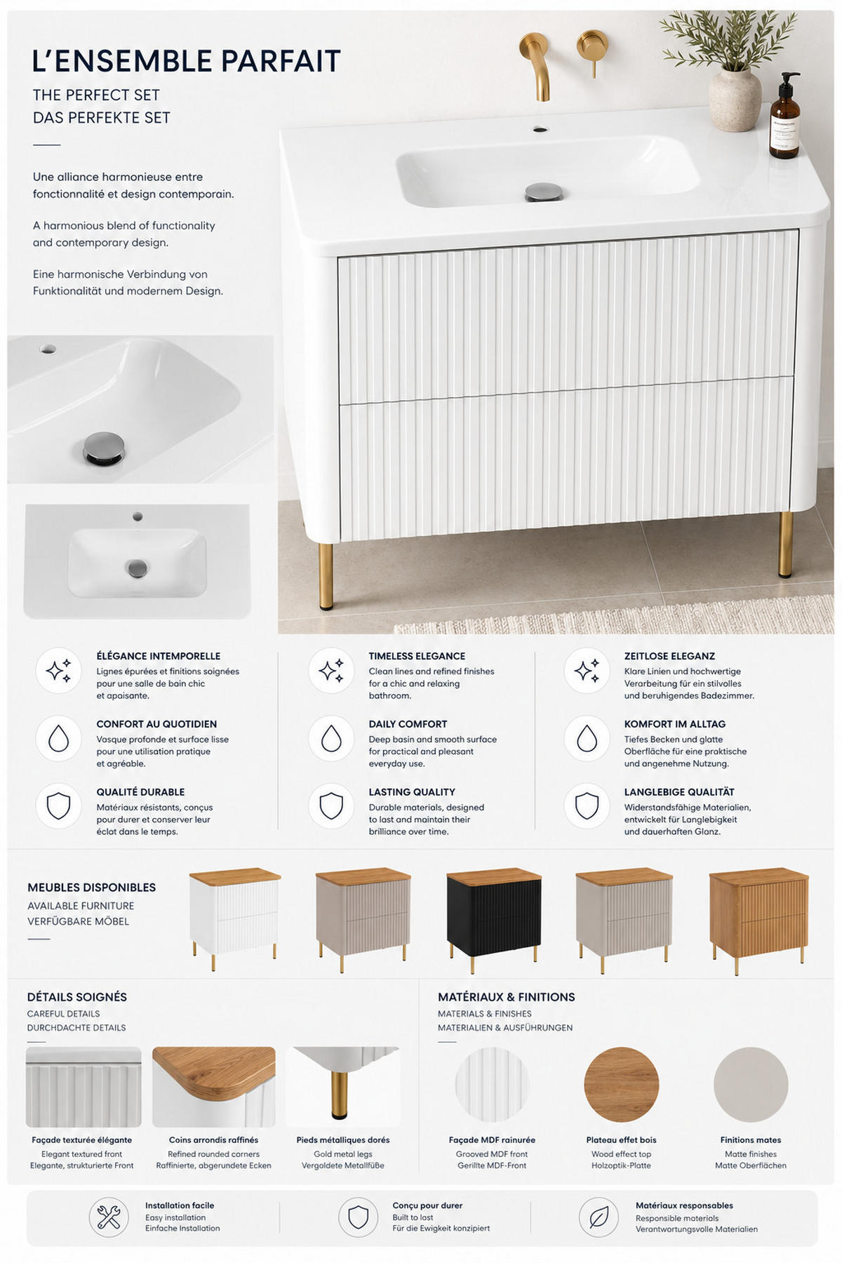 BADEZIMMERSCHRANK: Craft-Eiche, Platte Craft-Eiche, 60,8 x 44,2 x 50 cm - Eichefarben, Holzwerkstoff (60.8/48.4/44.2cm) - 3XE LIVING