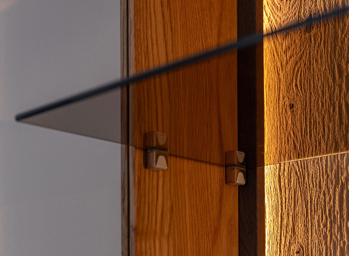 VITRINE Collodi Wildeiche Natur 84,5 / 37 / 205cm - Wildeiche, Holz (84.5/205/37cm) - Feldmann-Wohnen