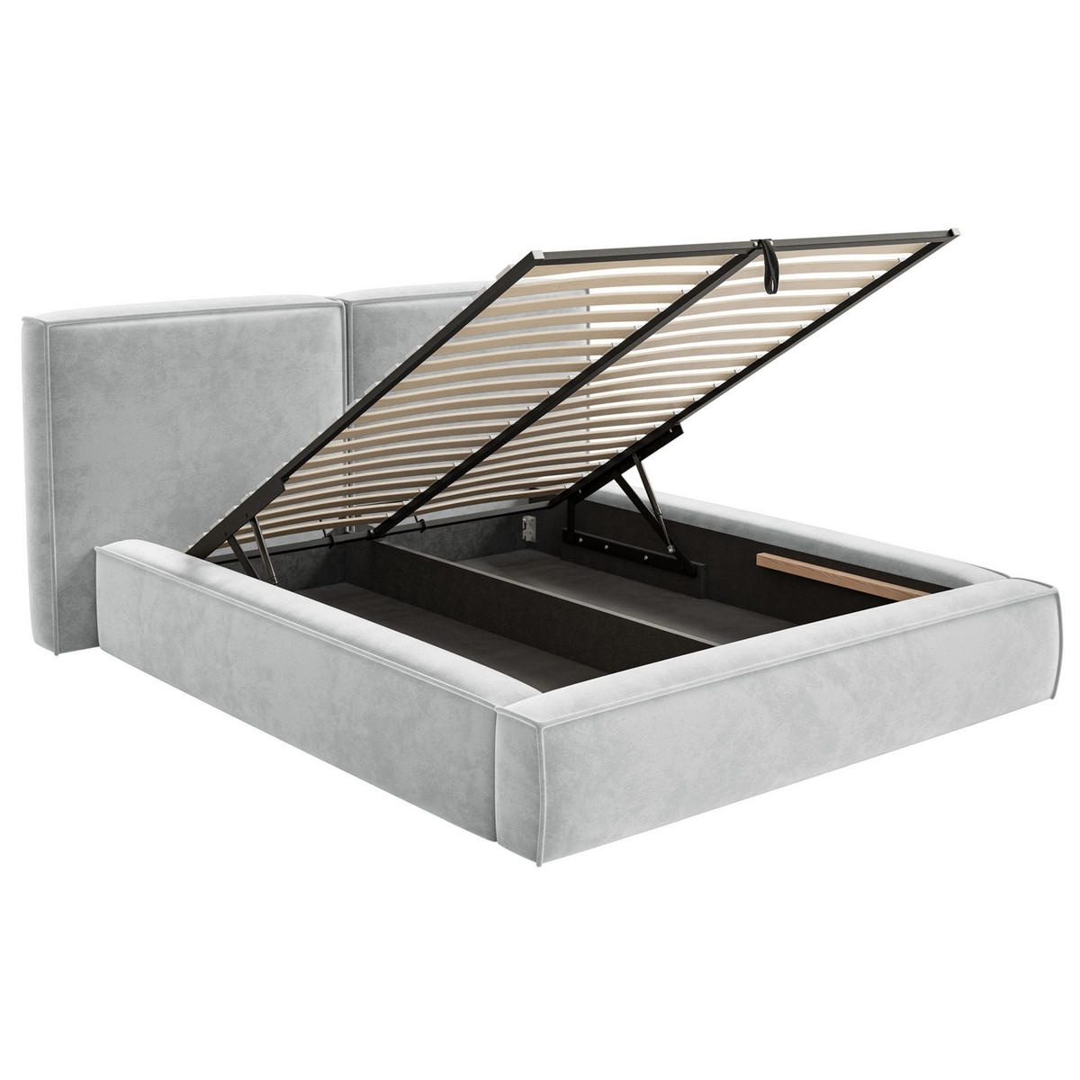 POLSTERBETT Tilves Hellgrau 160x200 cm - Hellgrau/Schwarz, Kunststoff/Textil (160/200cm) - Selsey