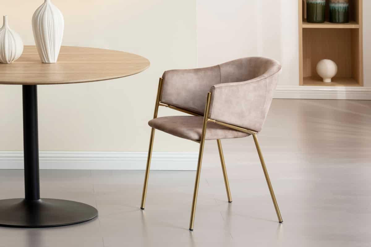 STUHL NOBLESSE Samt Beige 80 cm - Champagner/Beige, Textil/Metall (52/77/60cm) - riess-ambiente