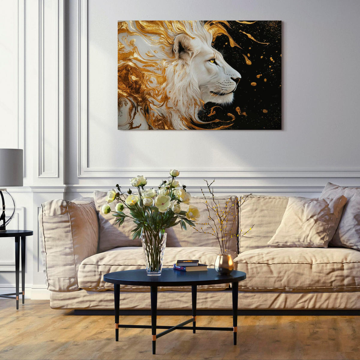 LEINWANDBILD Löwe 120x80 cm - Multicolor, Holz (120/80cm) - LUMASOUL