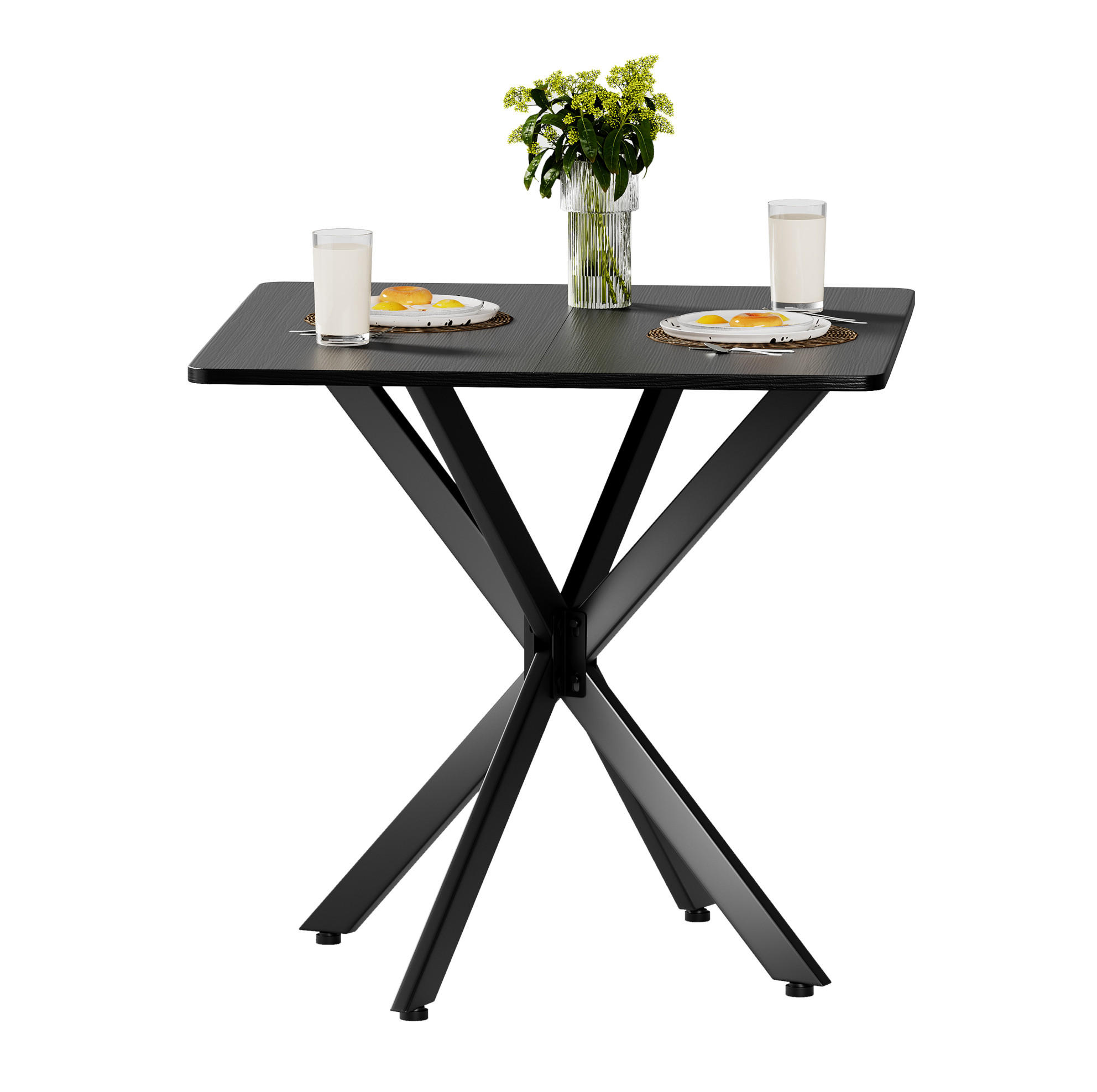 BEISTELLTISCH 80/75/80 cm Schwarz aus Eisen und Spanplatte mit höhenverstellbaren Füßen - Schwarz, Holzwerkstoff (80/80/75cm) - OKMYHOME