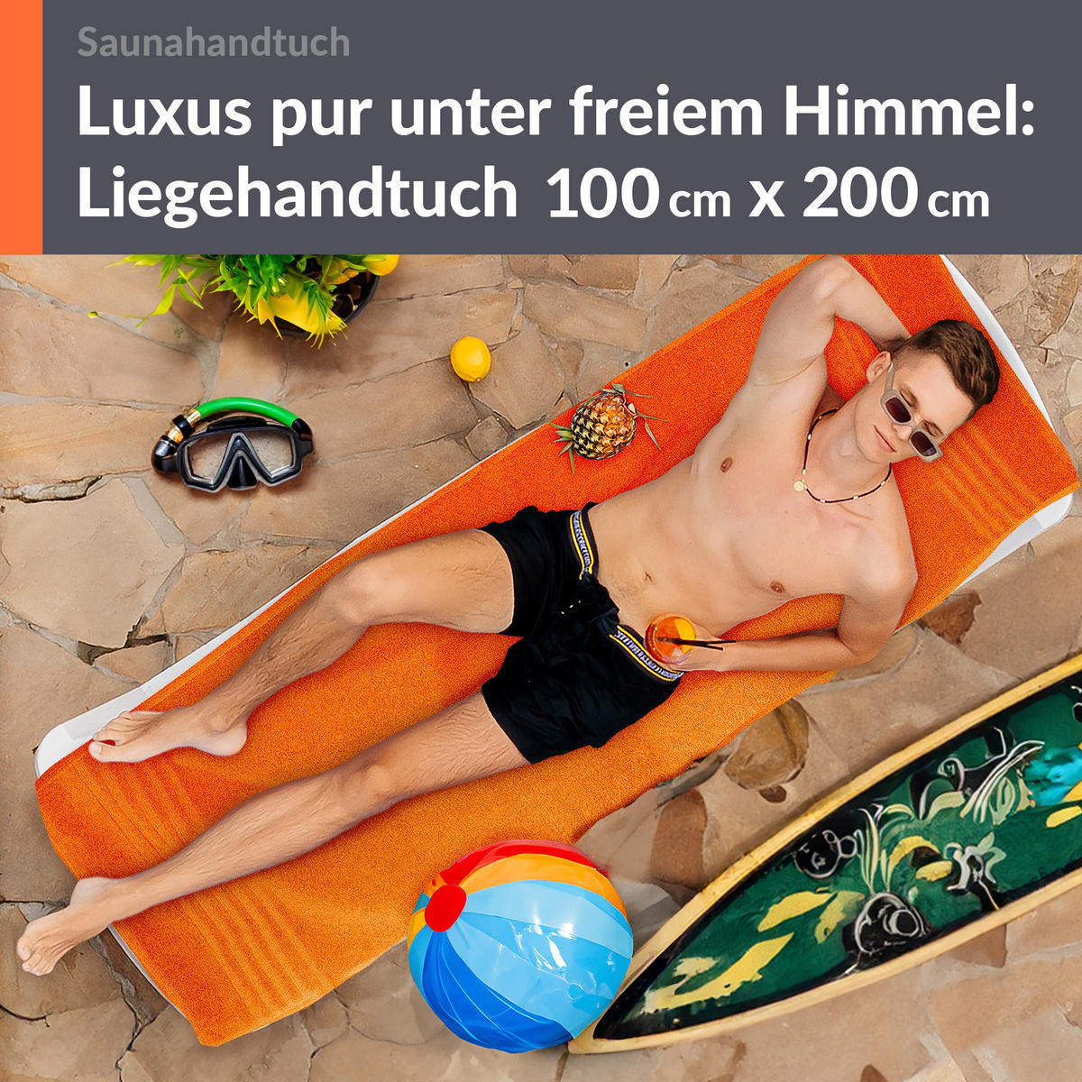 BADETUCH London Clementinen Orange 100x200 cm - Orange, Textil (100/200cm) - Lashuma