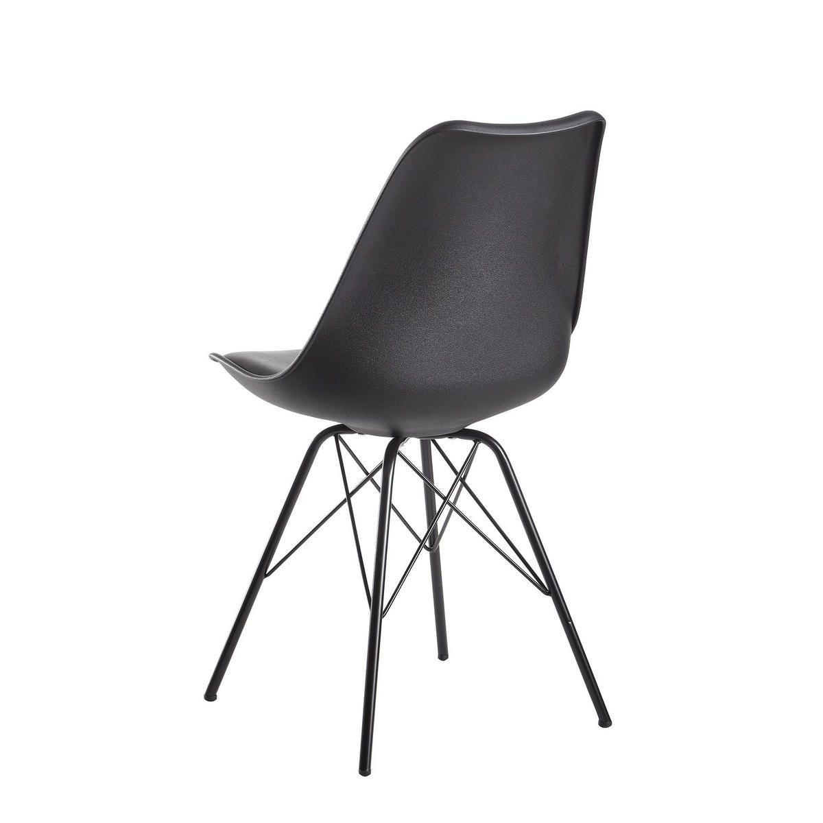 ESSZIMMERSTUHL 2er Set mit Metallgestell Skandinavisch gepolstert, Schwarz 58x48x86 cm - Schwarz, Kunststoff/Textil (58/86/48cm) - KADIMA DESIGN