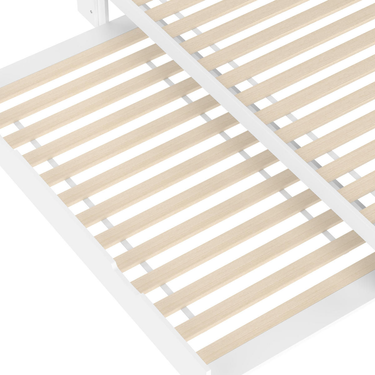 POLSTERBETT aus Kiefernholz 140x200 cm in Weiß mit Ausziehbett & Kopfteil-Stauraum - Weiß, Holz (90/200cm) - Modfu