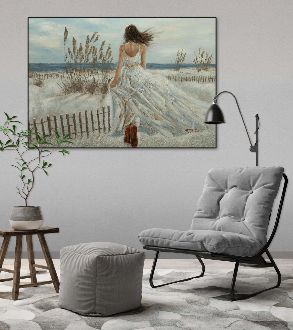 OLEJOMAĽBA 100/70 cm, Zvieratá - hnedá/biela, drevo/textil (100/70cm) - KUNSTLOFT