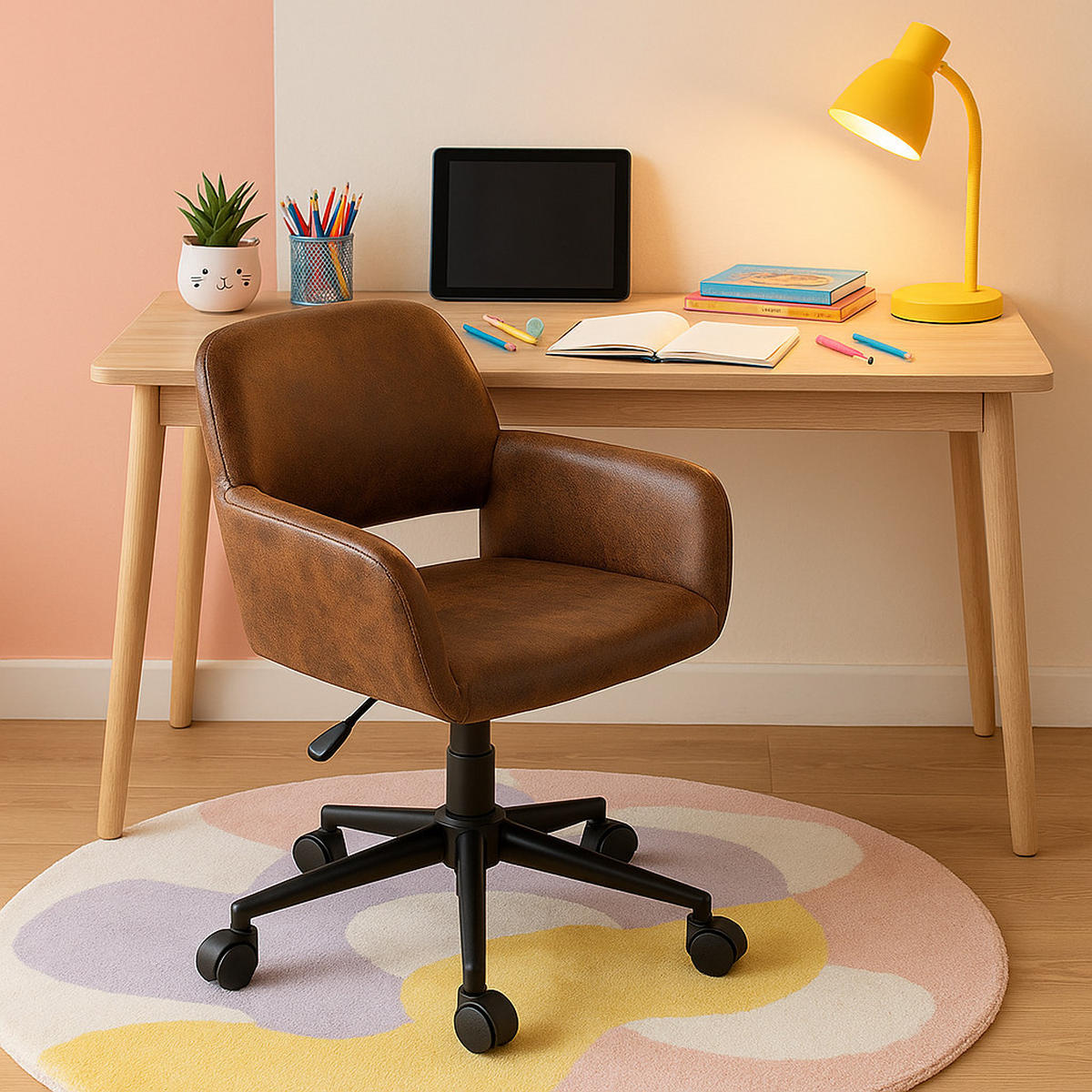 KINDERDREHSTUHL braun - Braun, Holzwerkstoff/Textil (55/85/56cm) - Urban Meuble