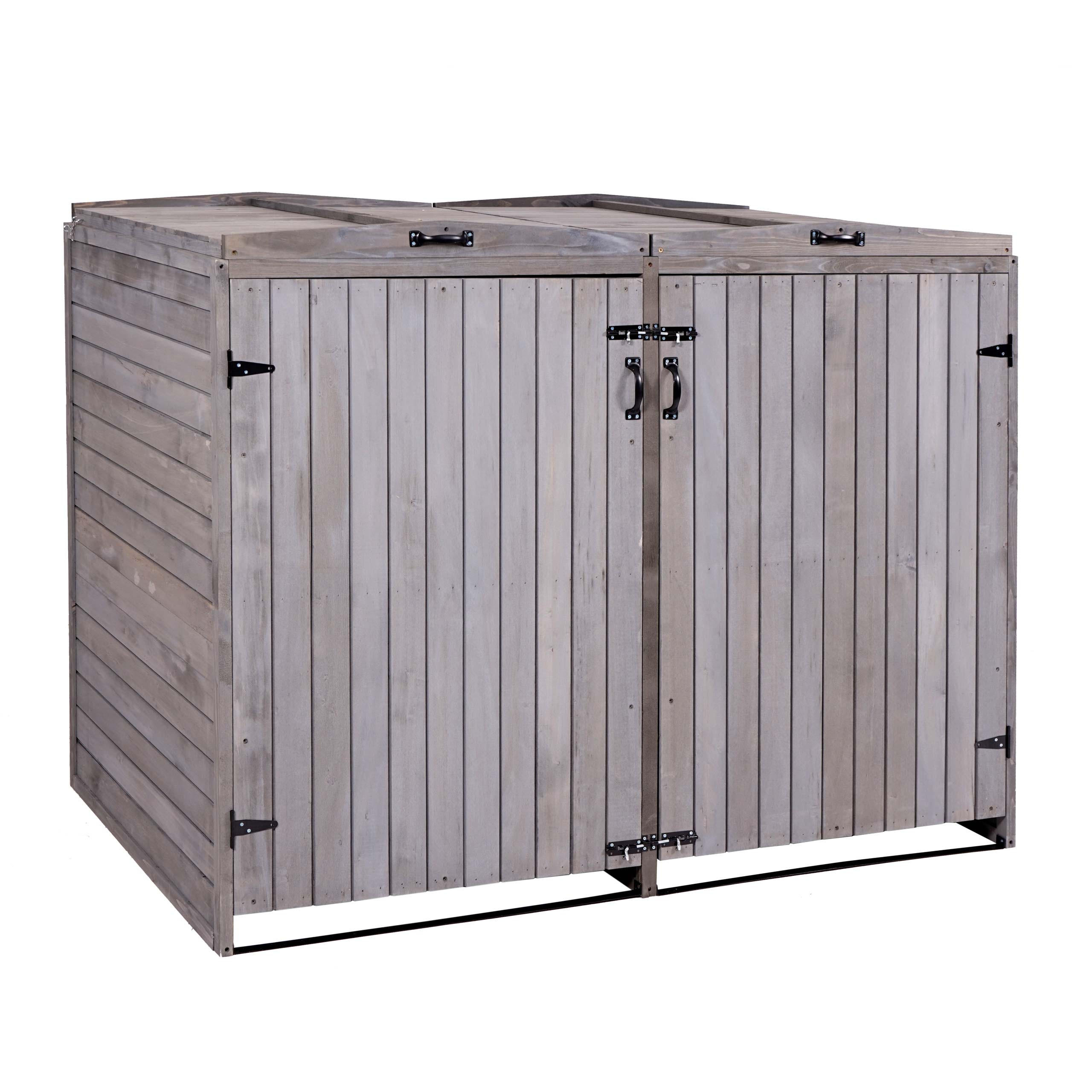 2ER-/4ER-MÜLLTONNENVERKLEIDUNG Anthrazit, Grau - Anthrazit/Grau, Holz (158/126/98cm) - MCW