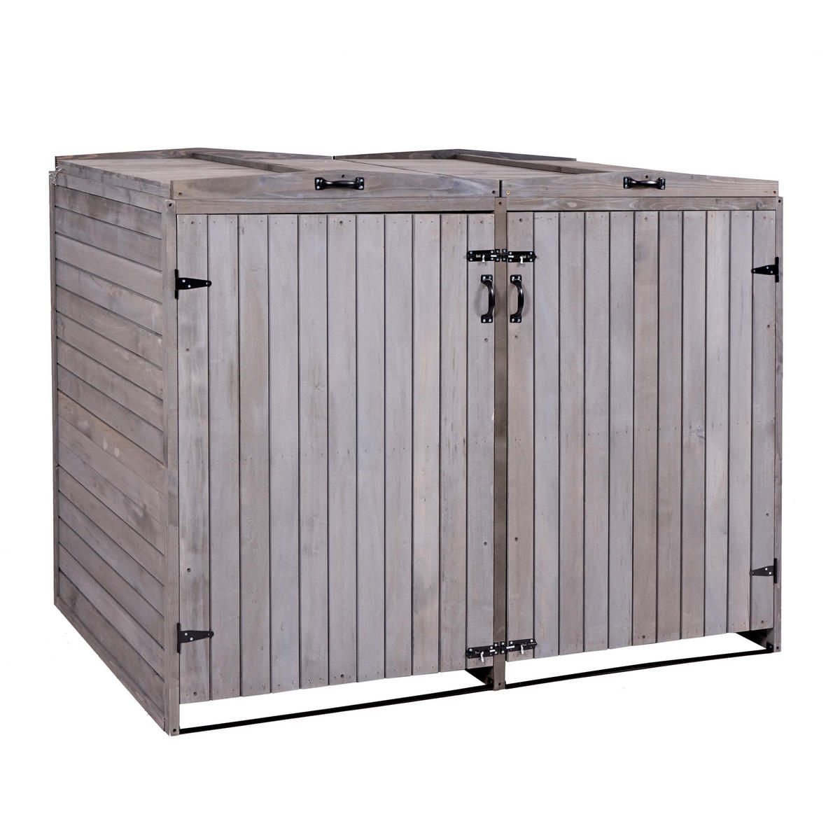 2ER-/4ER-MÜLLTONNENVERKLEIDUNG Anthrazit, Grau - Anthrazit/Grau, Holz (158/126/98cm) - MCW