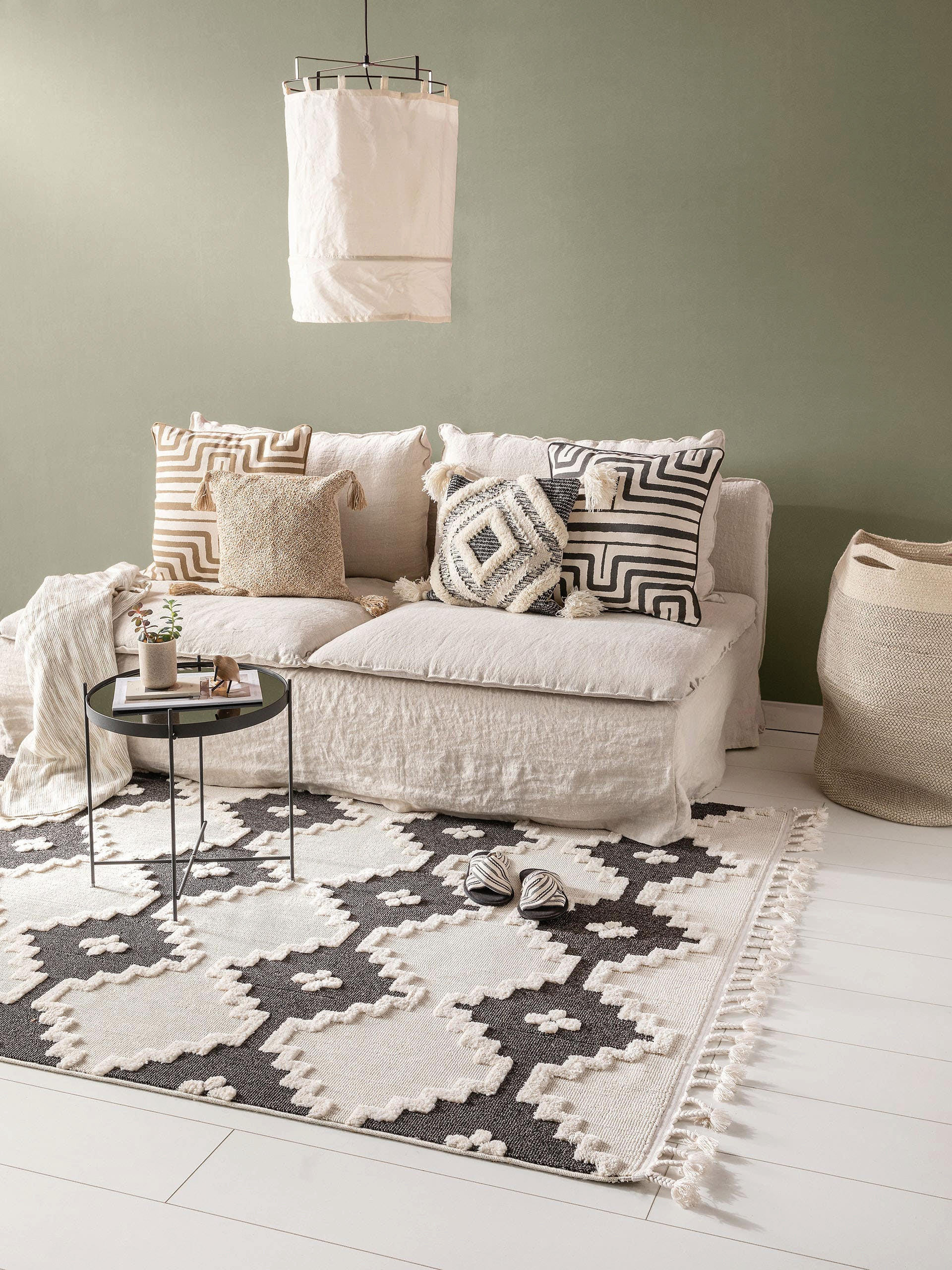 TEPPICH Oyo Cream/Anthrazit 160x230 cm - Creme, Textil (160/230cm) - benuta Pop