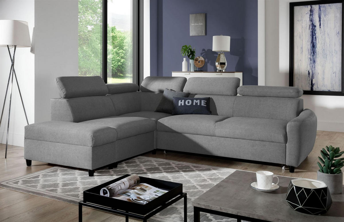 ECKSOFA Schlafsofa Anton In Esito - Grau, Holzwerkstoff/Textil (265/205cm) - Fun Möbel