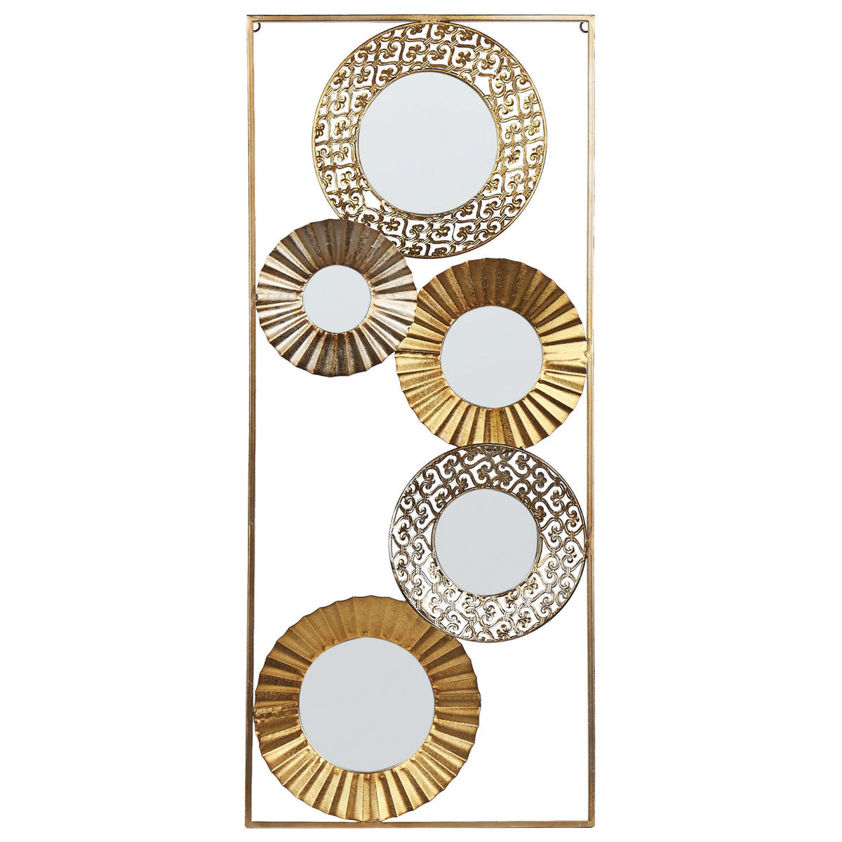 WANDDEKORATION Metall gold mit Spiegelelementen Maicoba - Goldfarben, Metall (39/90/5cm) - Beliani