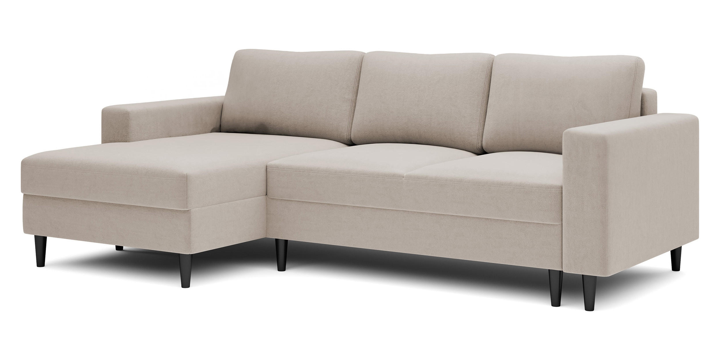 ECKSOFA Nalika Beige Velours - Beige/Schwarz, Holz/Textil (230/143cm) - Selsey