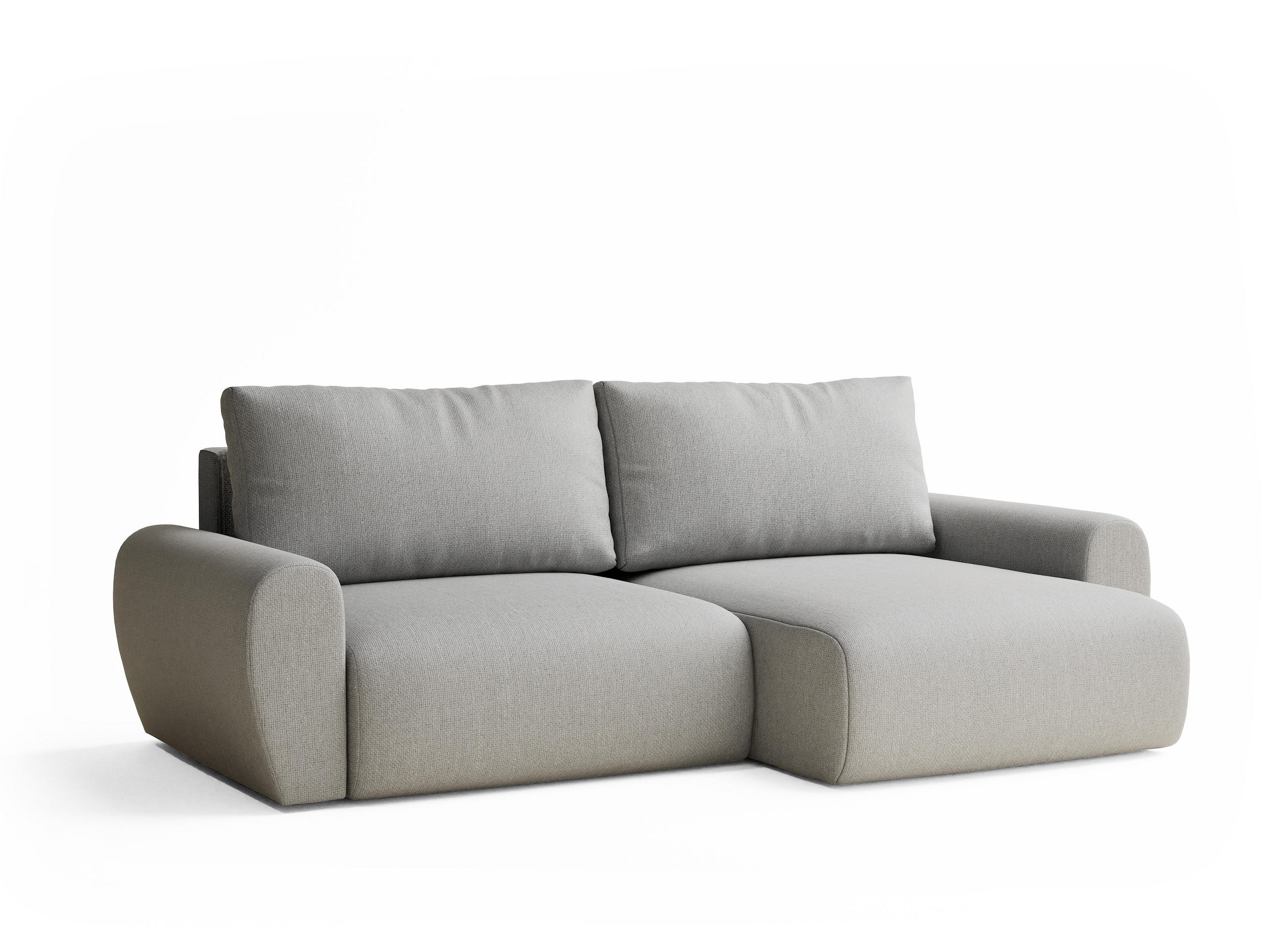 ECKSOFA MIT SCHLAFFUNKTION Numba Hellgrau Webstoff - Hellgrau/Schwarz, Holz/Holzwerkstoff (253/153cm) - Maison de Reve