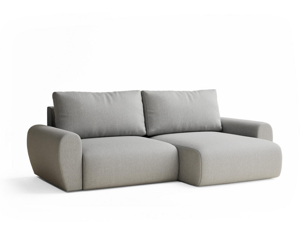 ECKSOFA MIT SCHLAFFUNKTION Numba Hellgrau Webstoff - Hellgrau/Schwarz, Holz/Holzwerkstoff (253/153cm) - Maison de Reve