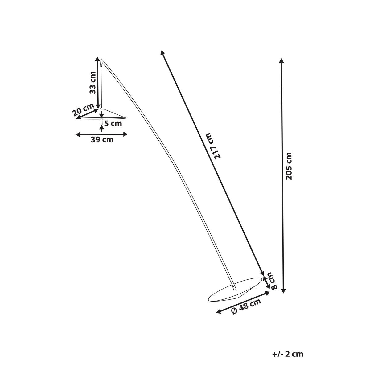 LED-STEHLAMPE Schwarz Comalie - Schwarz, Metall (48/88/205cm) - Beliani