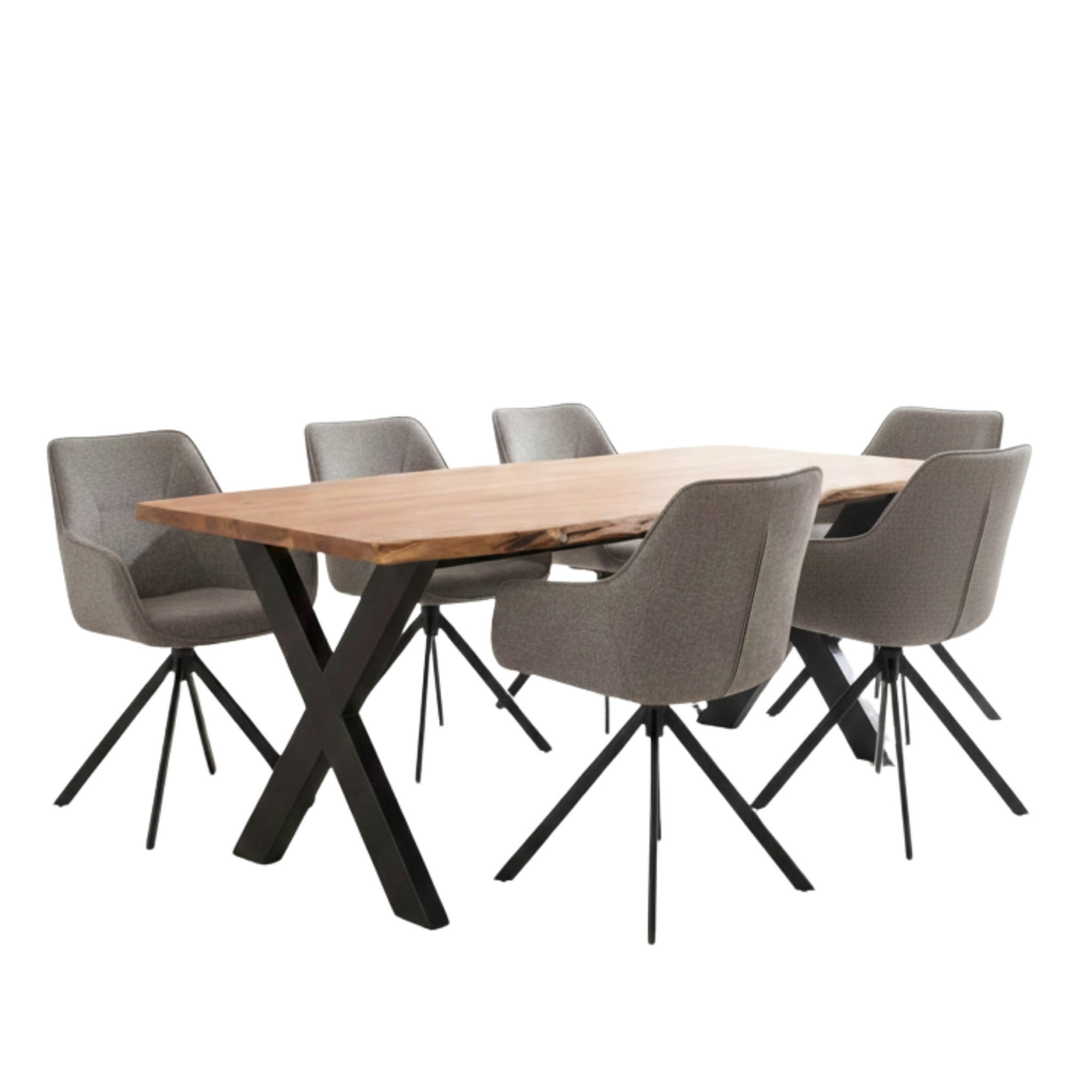 ESSZIMMER-SET San Carlo und Catania - Hellgrau/Schwarz, Holz/Textil (100/76/200cm) - Mr. Deko