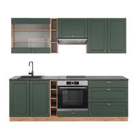 KÜCHENZEILE Fame-Line Grün-Gold Landhaus/Goldkraft Eiche 235 cm AP Anthrazit - Eiche Wotan/Grün, Holzwerkstoff (235/81.6/60cm) - Vicco