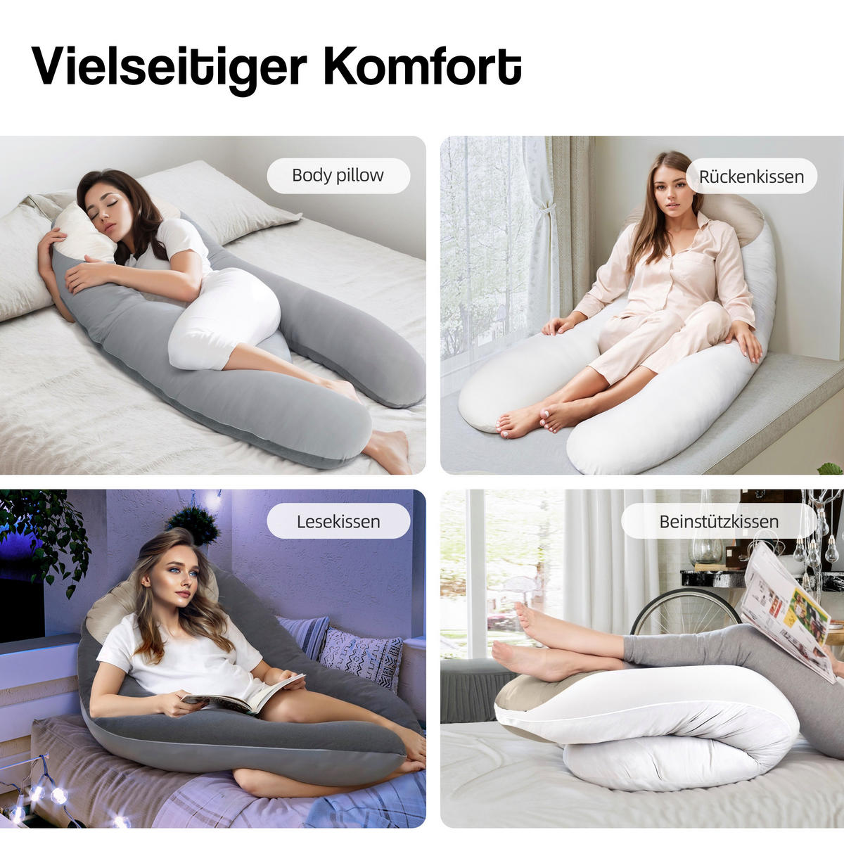 SEITENSCHLÄFERKISSEN Weiß - Weiß, Textil (68/132cm) - Vercart