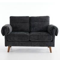 SOFA 2-Sitzer Chenille Schwarz - Schwarz, Holzwerkstoff (70/85/124cm) - Meubliv