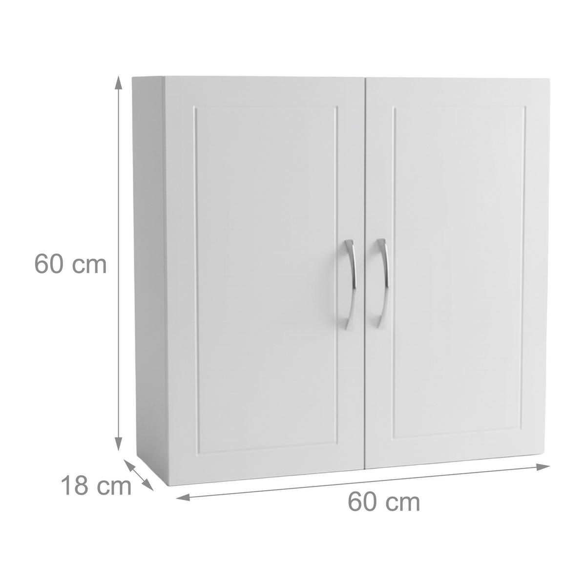 HÄNGESCHRANK Weiß Silber Bad 60x60x18 cm - Silberfarben/Weiß, Holzwerkstoff/Metall (60/60/18cm) - Relaxdays