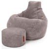 LOUNGE-SITZSACK Cozy + Fußhocker - Hellgrau, Textil (80/90/90cm) - Green Bean