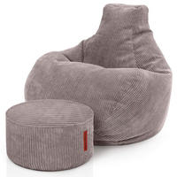 LOUNGE-SITZSACK Cozy + Fußhocker - Hellgrau, Textil (80/90/90cm) - Green Bean