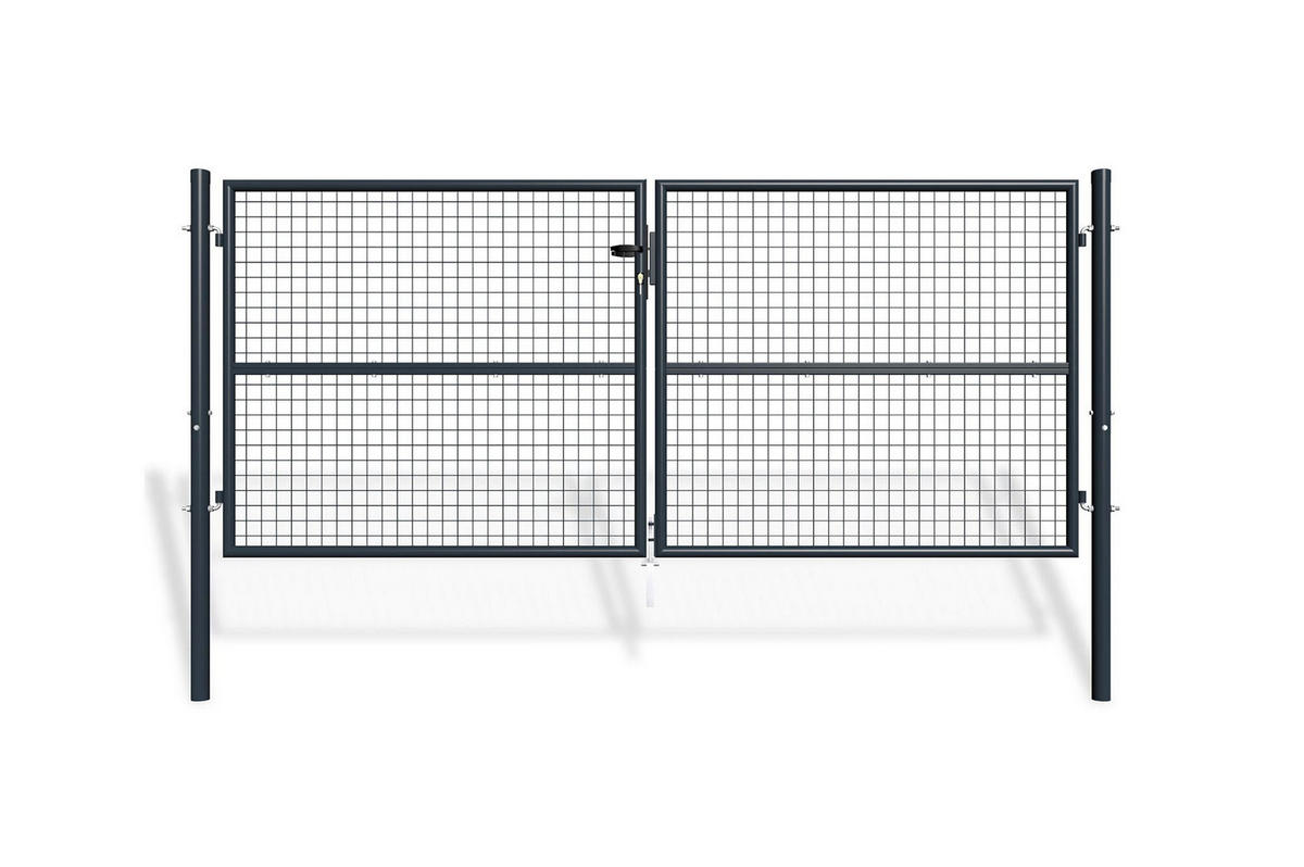 ZAUNTOR Olga Grau 3m H.130cm + TÜRCHEN 1m H.130cm - Grau, Metall (306/131cm) - Casanoov