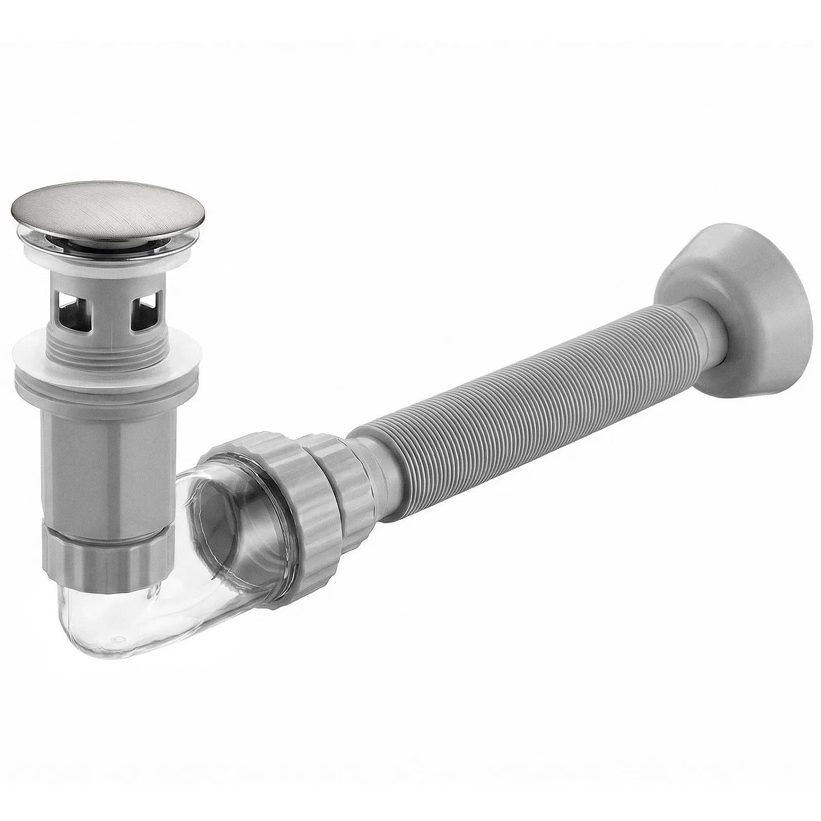 WASCHBECKEN-SIPHON Klik-klak Universal Rea Flow Brush Nickel - Nickelfarben, Metall (6.6/11.8/93cm) - REA