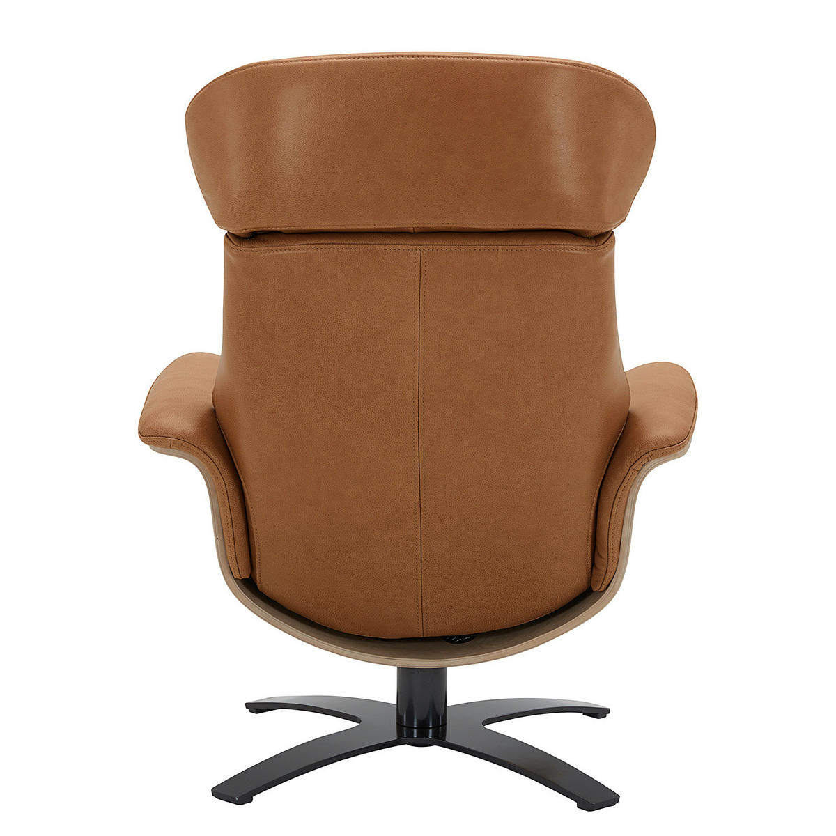 RELAXSESSEL - Echtleder - Cognac/Schwarz, Leder/Metall (79/100/84cm) - home24