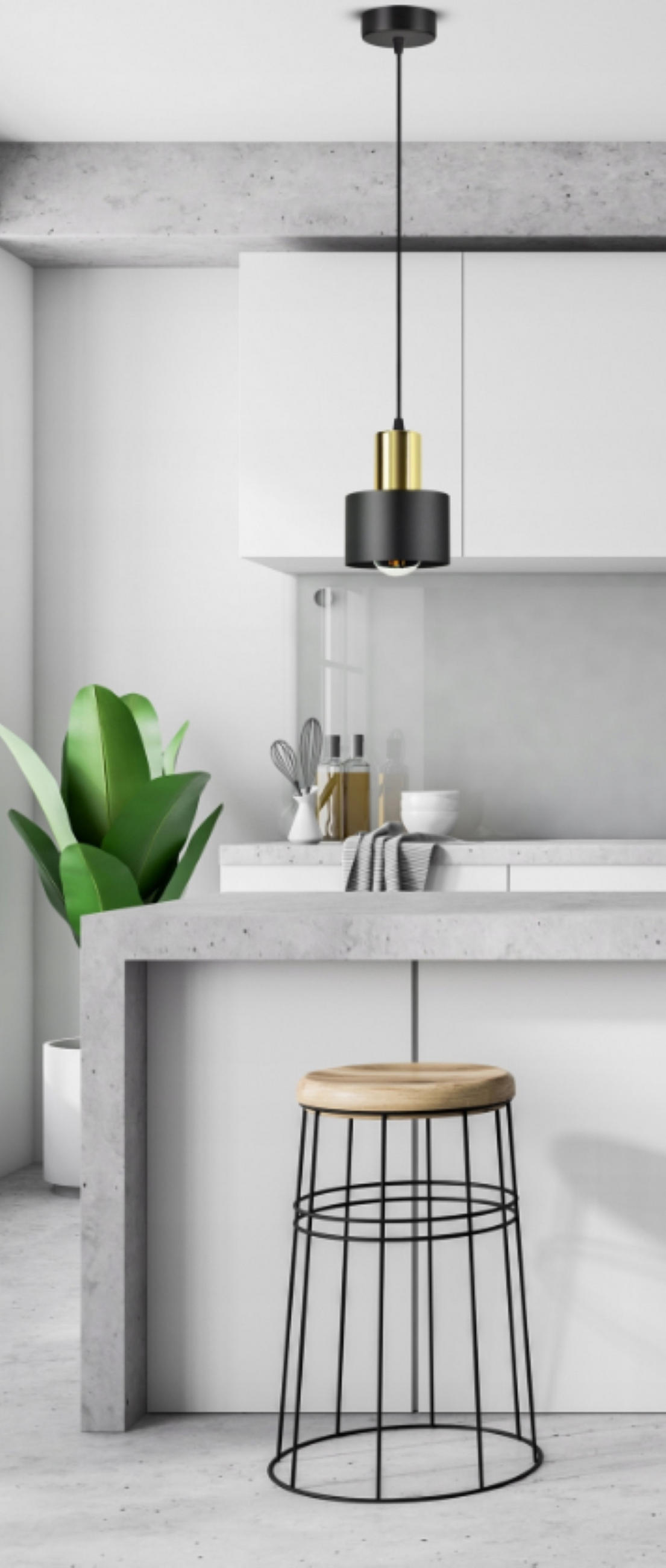 PENDELLEUCHTE BLACKSPOT - Goldfarben/Schwarz, Metall (12/12/100cm) - kiki design