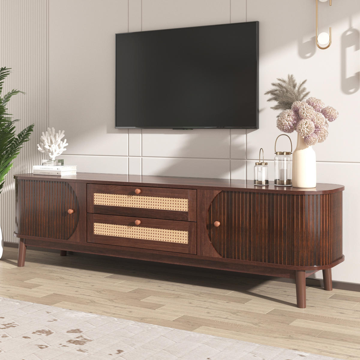 TV-LOWBOARD 170/39,5/46 cm mit Türen und Schubladen in Natur - Naturfarben, Holzwerkstoff (170/46/39.5cm) - BEAOK